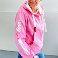 Herzlein Sweatjacke für Damen mit Fleece aus Baumwolle Damenhoodie Summer Love in Rosa