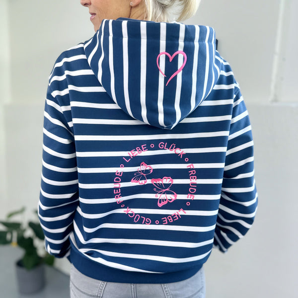 Kapuzenpullover Blau WeiÃƒÂŸ Gestreifter Pullover Damen