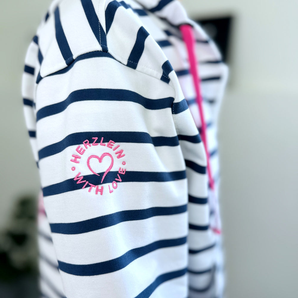 Herzlein® Sweatjacke "Freude" mit Streifen in Weiß