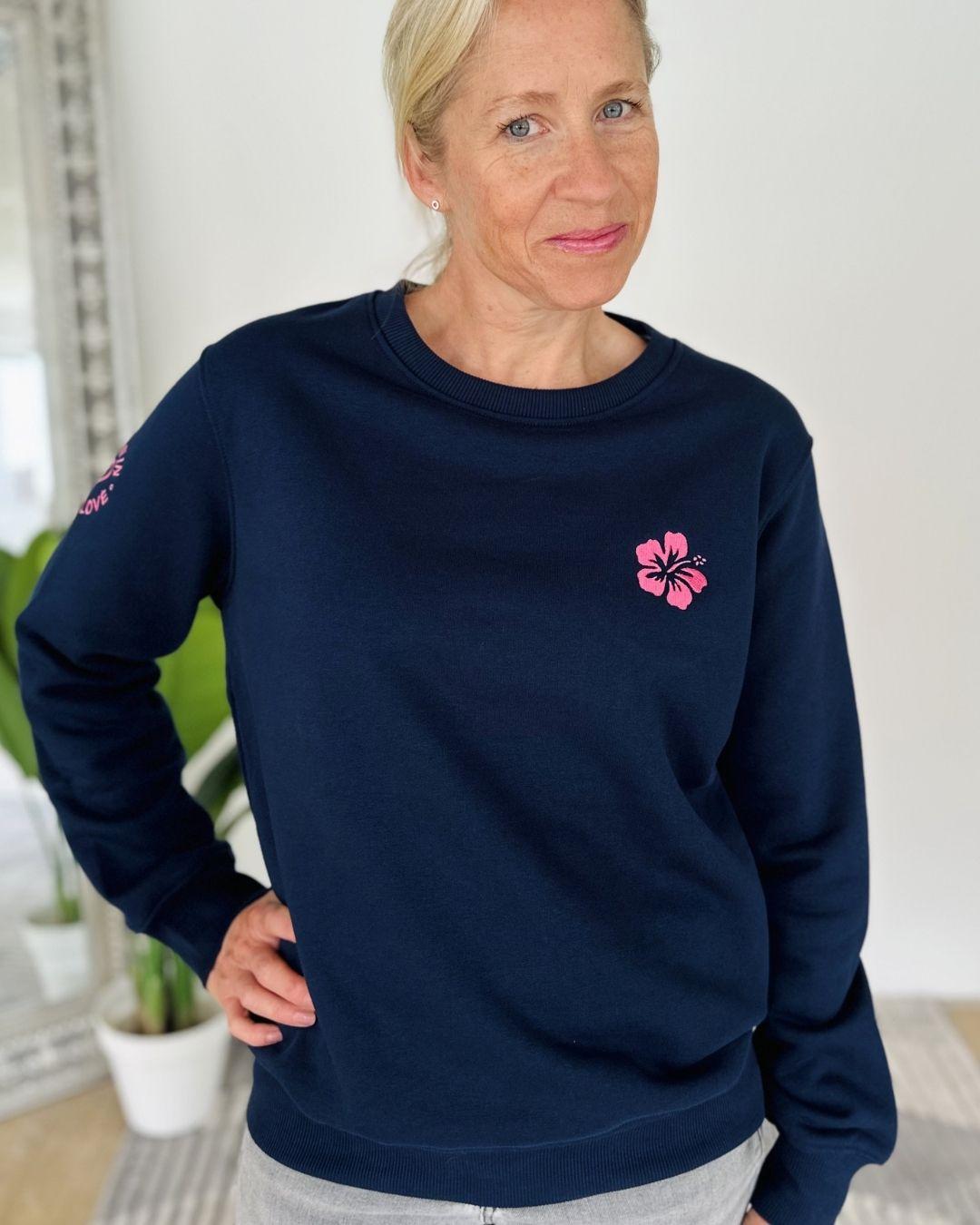 Herzlein® Sweatshirt "Hibiskus" in Navy