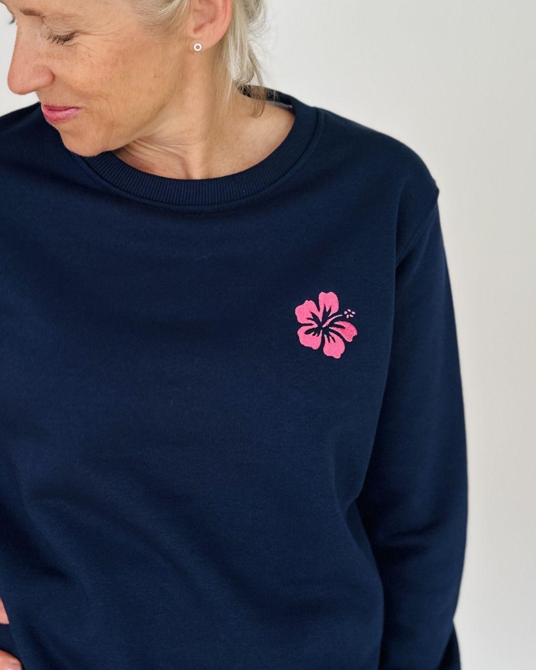 Herzlein® Sweatshirt "Hibiskus" in Navy