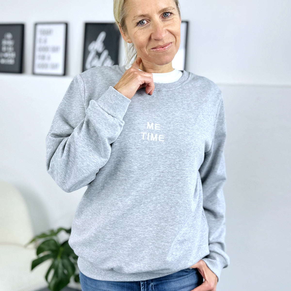 Herzlein® Sweatshirt "ME TIME" in meliertem Grau