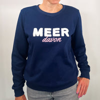 Herzlein® Sweatshirt aus Baumwolle Pullover für Damen Pulli mit Frottee Stick Meer Strand in Navy Blau