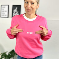 Herzlein® Sweatshirt "NICE" in Flamingo