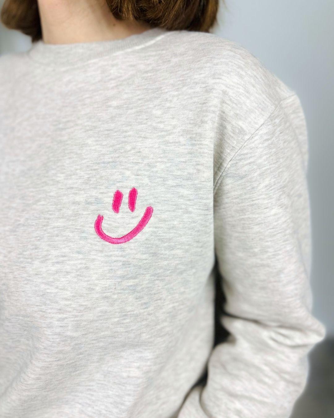 Herzlein® Sweatshirt "Smiley" in meliertem Grau