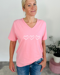 Herzlein® T-Shirt "Drei Herzen" in Coral