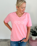 Herzlein® T-Shirt "Drei Herzen" in Coral