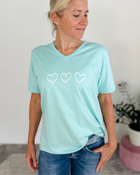 Herzlein® T-Shirt "Drei Herzen" in Mint