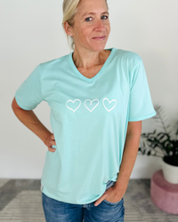 Herzlein® T-Shirt "Drei Herzen" in Mint