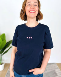Herzlein® T-Shirt "3 Herzchen-Stick" in Navy