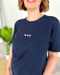 Herzlein® T-Shirt "3 Herzchen-Stick" in Navy