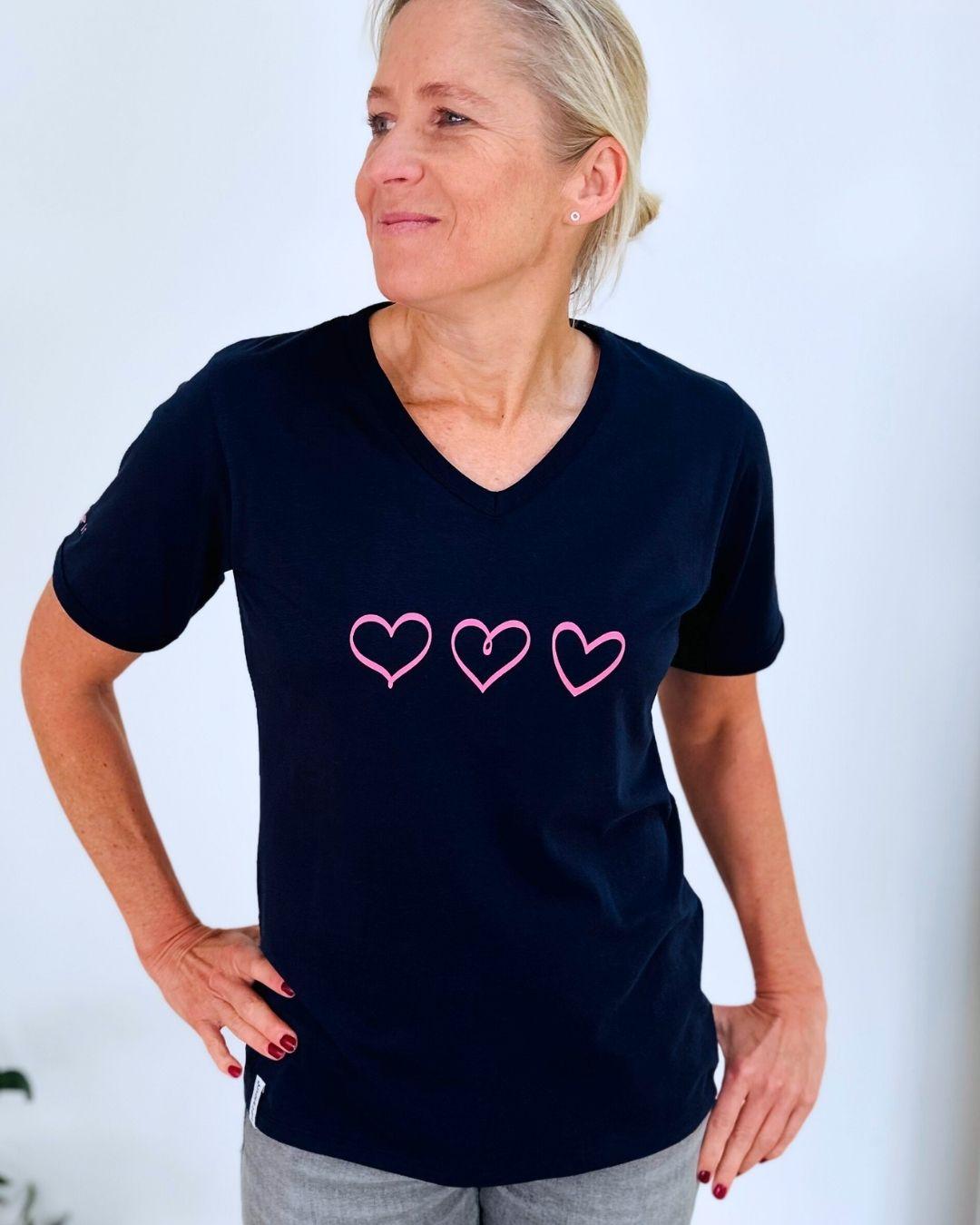 Herzlein® T-Shirt "Drei Herzen" in Navy