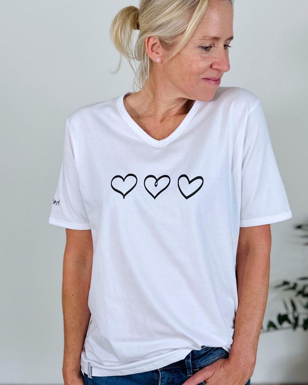 Herzlein® T-Shirt "Drei Herzen" in Weiß