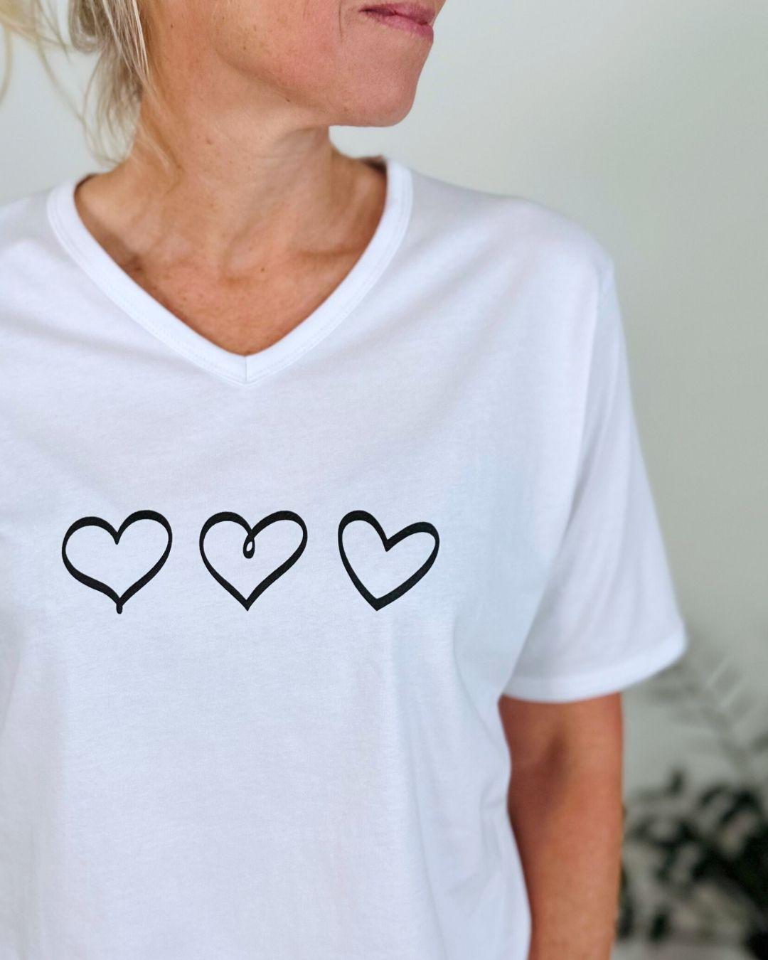 Herzlein® T-Shirt "Drei Herzen" in Weiß