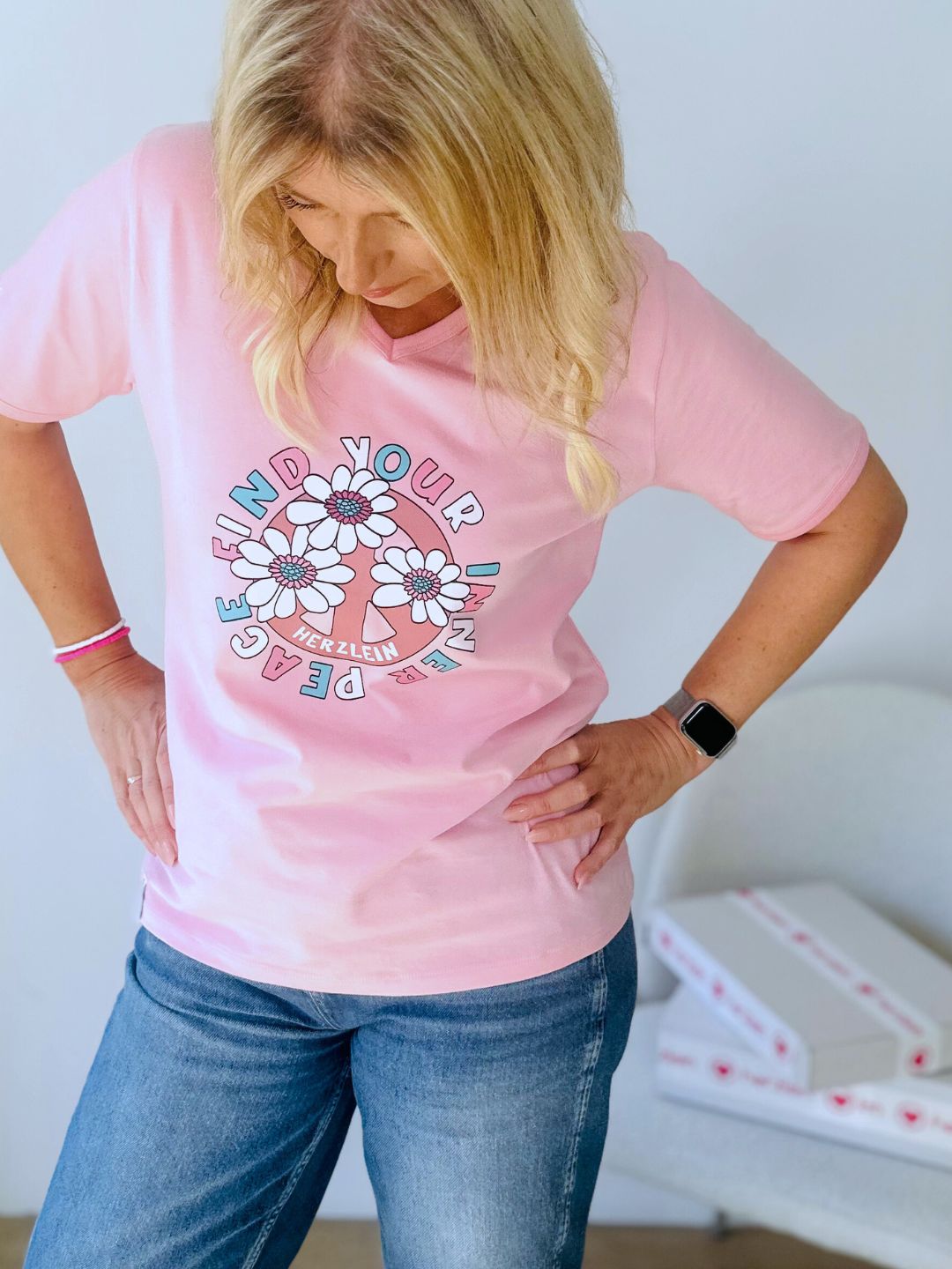 Herzlein® T-Shirt "Find Your Inner Peace" in Rosa
