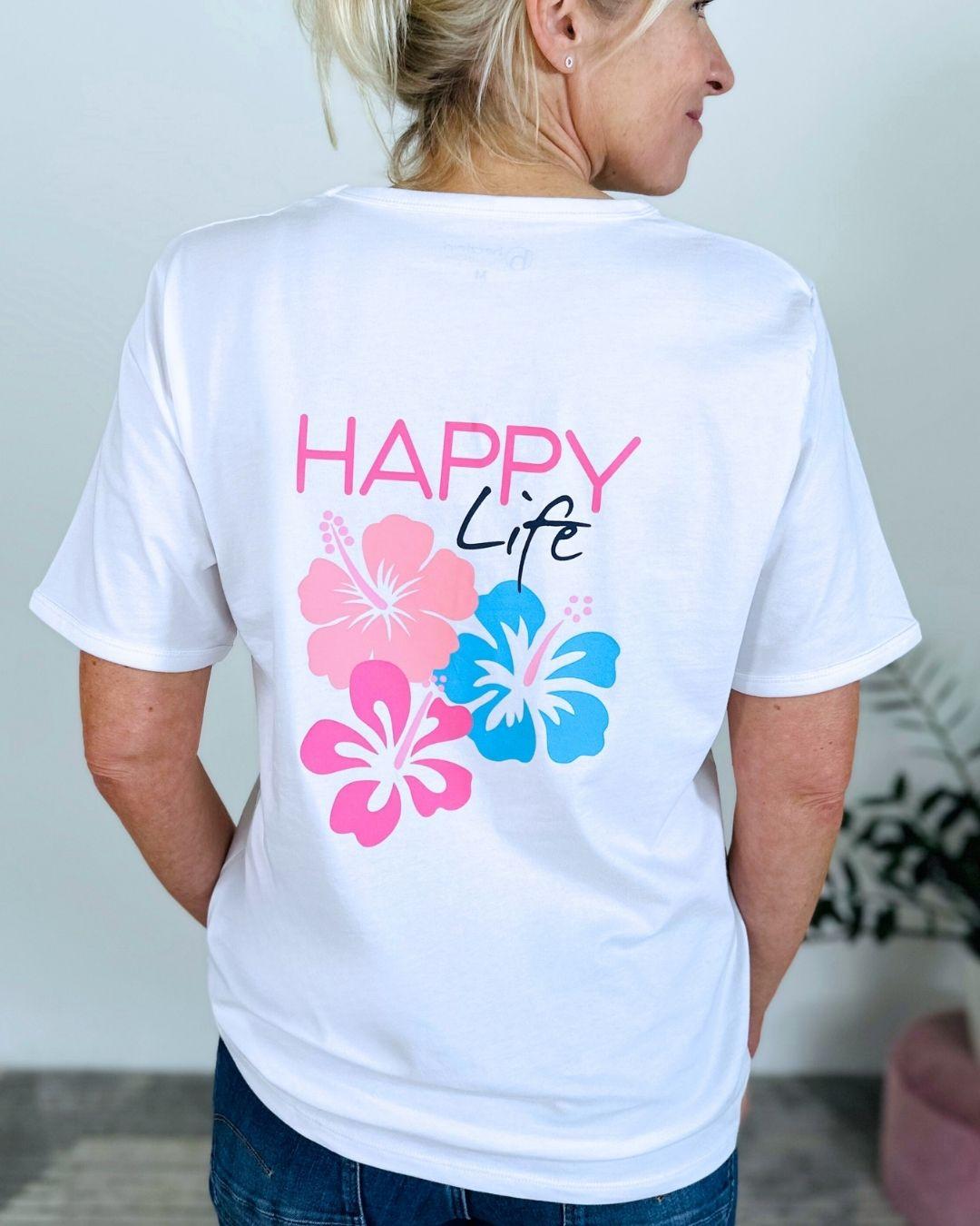Herzlein® T-Shirt "Happy Life" in Weiß