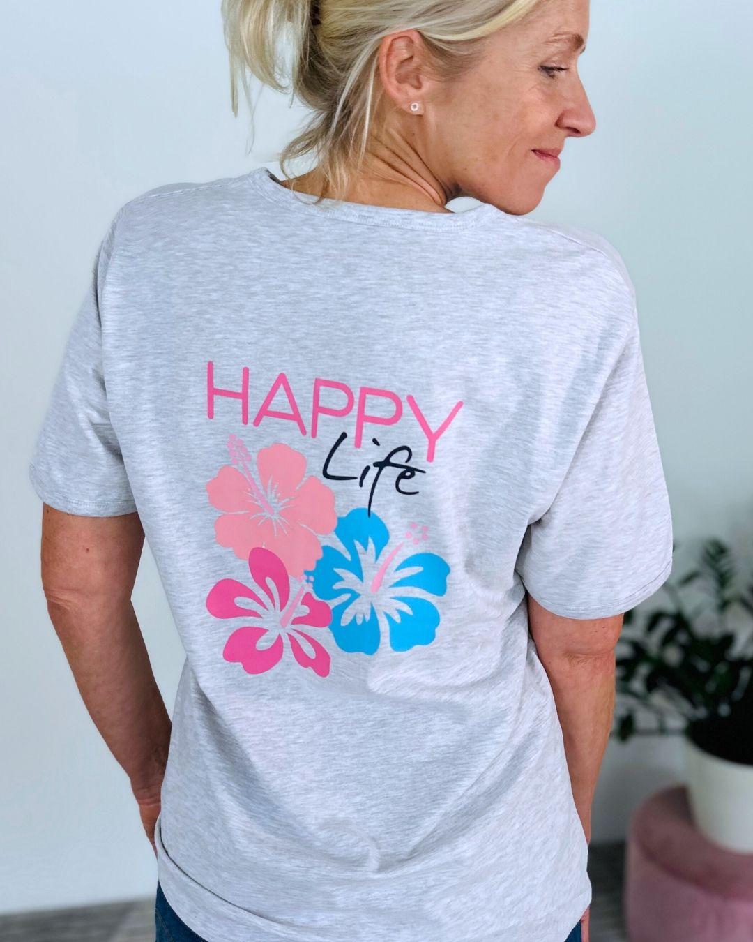 Herzlein_T-Shirt_Happy_Life_in_meliertem_Grau
