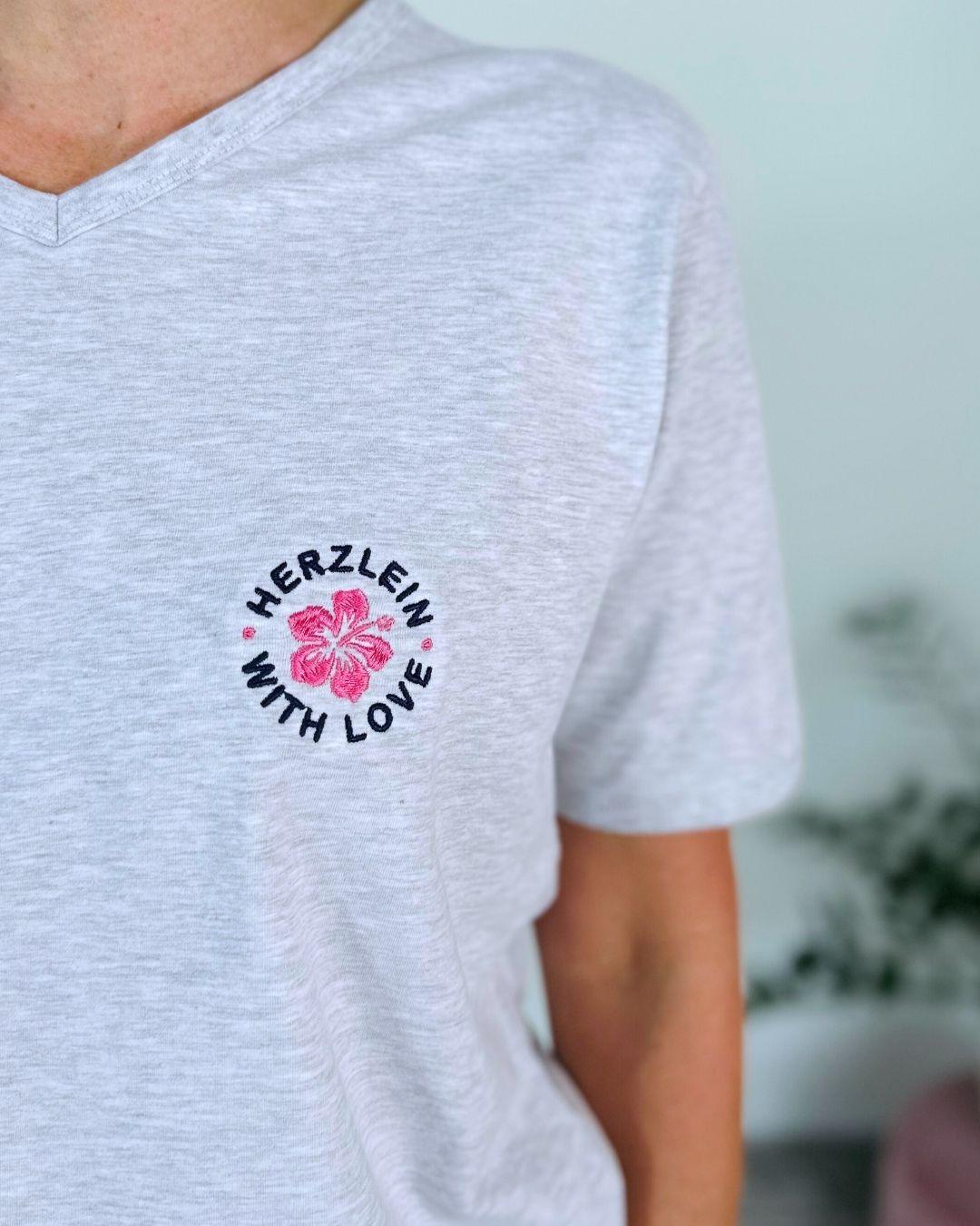 Herzlein_T-Shirt_Happy_Life_in_meliertem_Grau