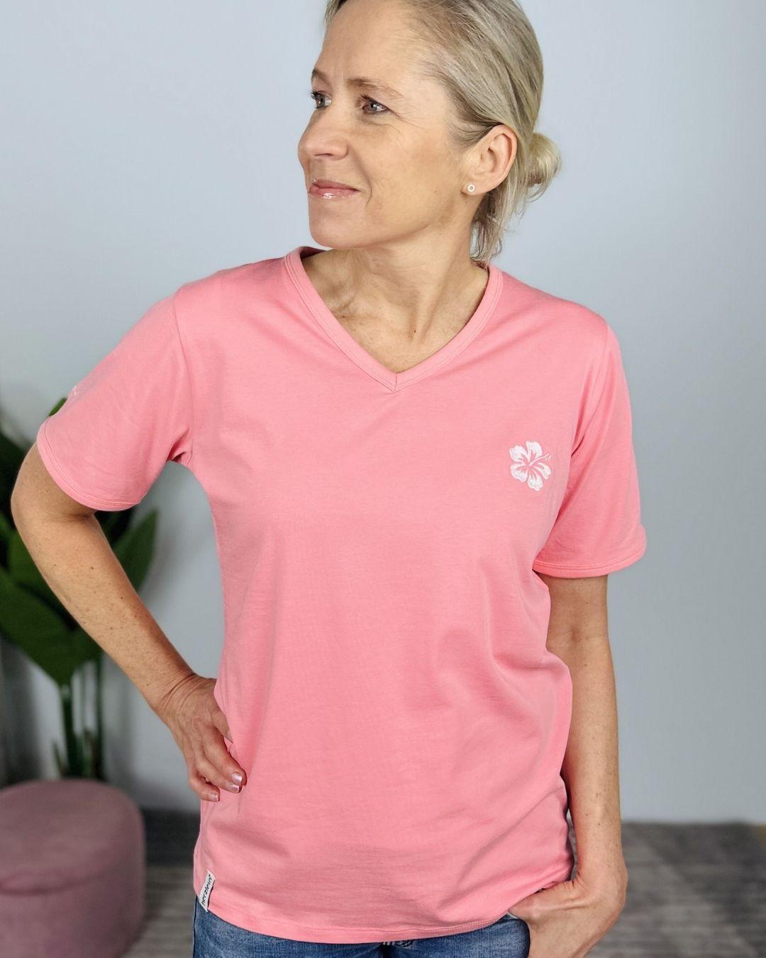 Herzlein® T-Shirt "Hibiskus" in Coral