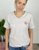 Herzlein® T-Shirt "Hibiskus" in Grau meliert