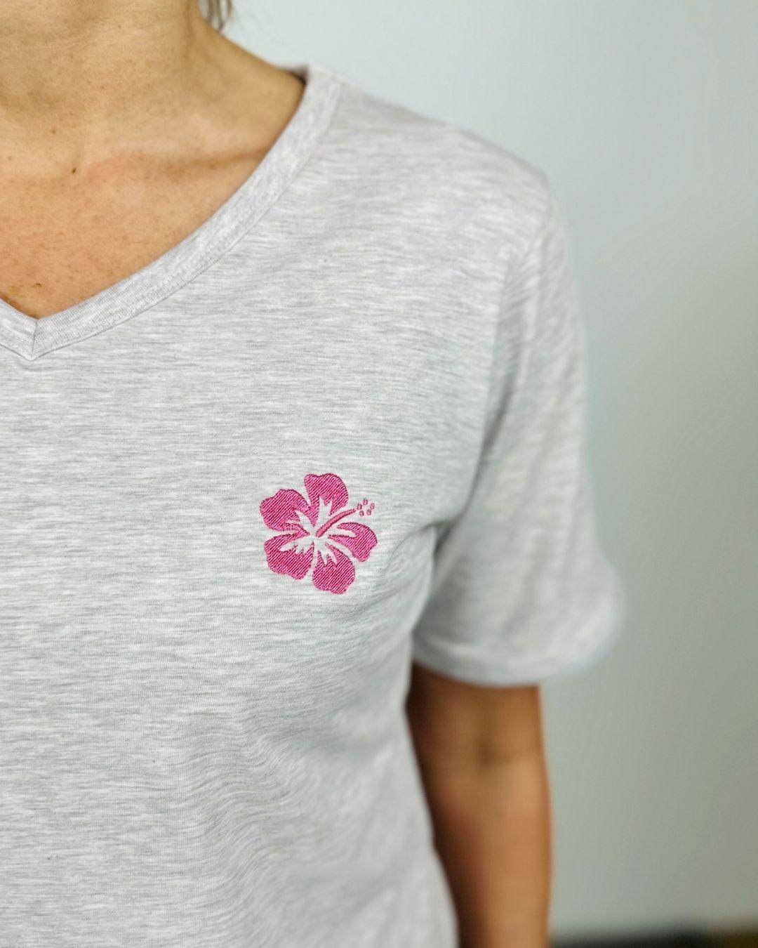 Herzlein® T-Shirt "Hibiskus" in Grau meliert