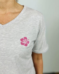 Herzlein® T-Shirt "Hibiskus" in Grau meliert