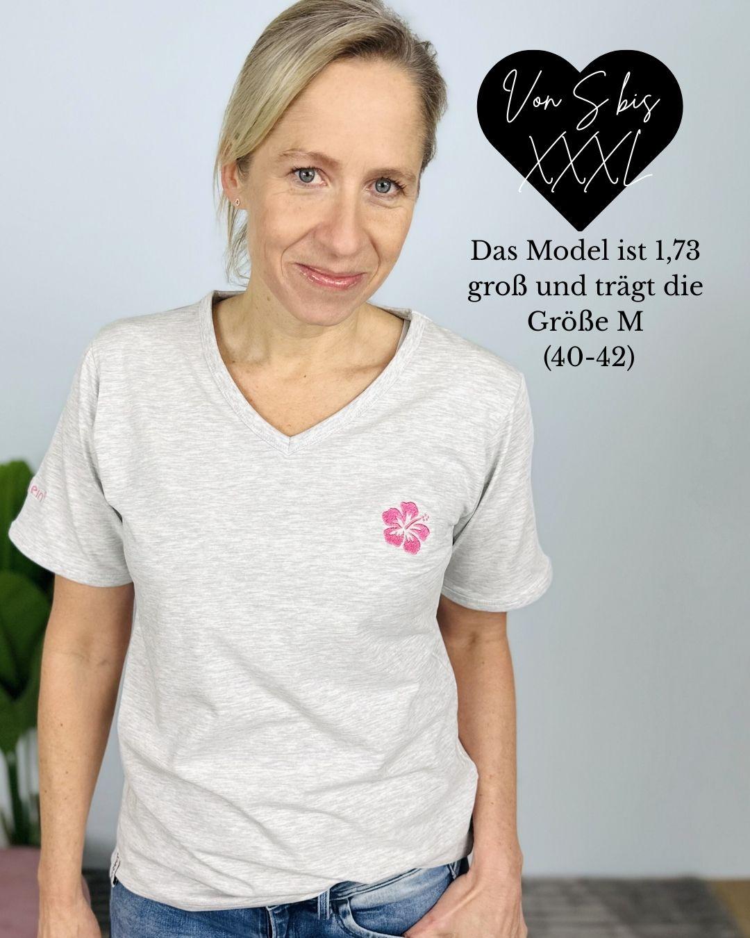 Herzlein® T-Shirt "Hibiskus" in Grau meliert
