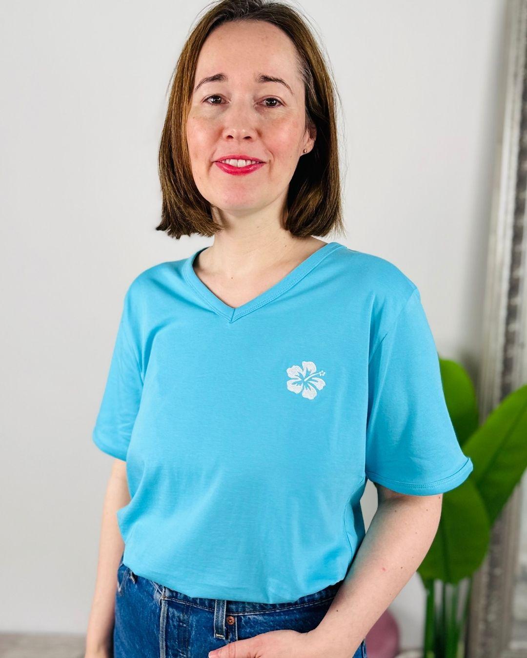 Herzlein® T-Shirt "Hibiskus" in Himmelblau