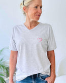 Herzlein® T-Shirt mit "Herzchen-Stick" in Grau meliert