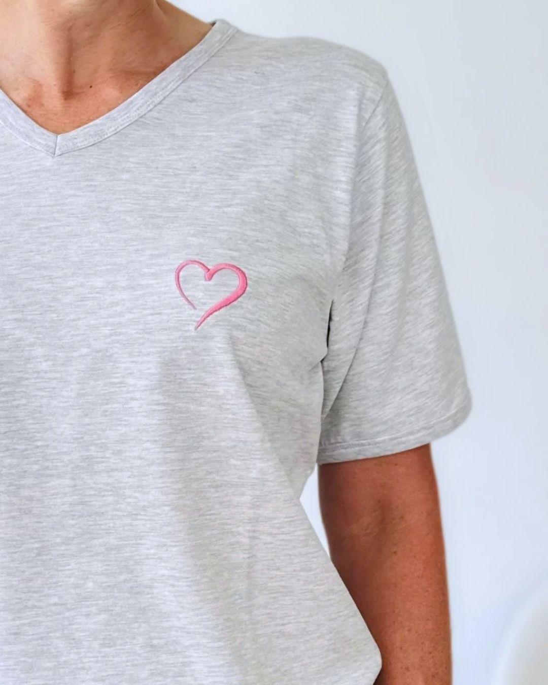 Herzlein® T-Shirt mit "Herzchen-Stick" in Grau meliert