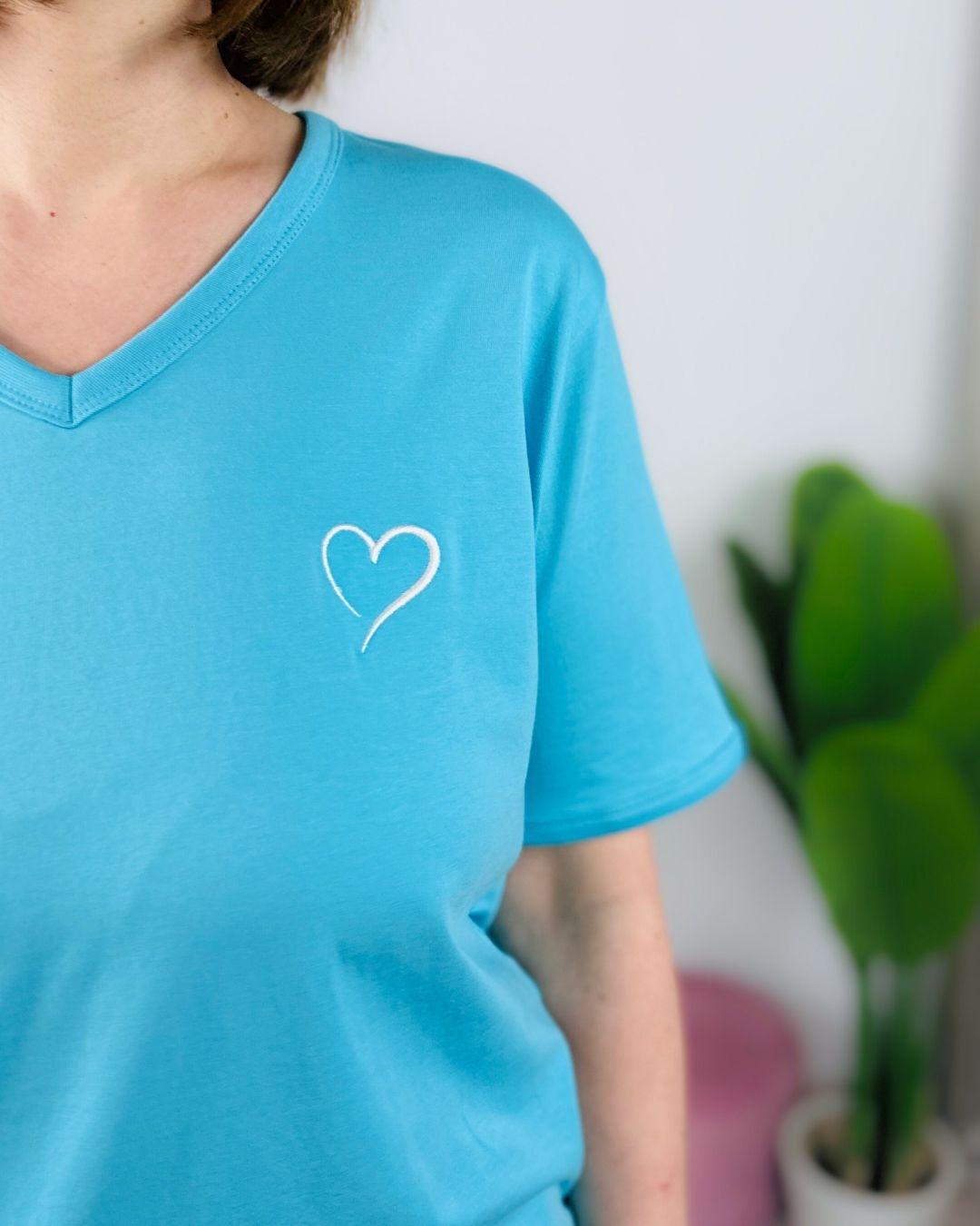 Herzlein® T-Shirt mit "Herzchen-Stick" in Himmelblau