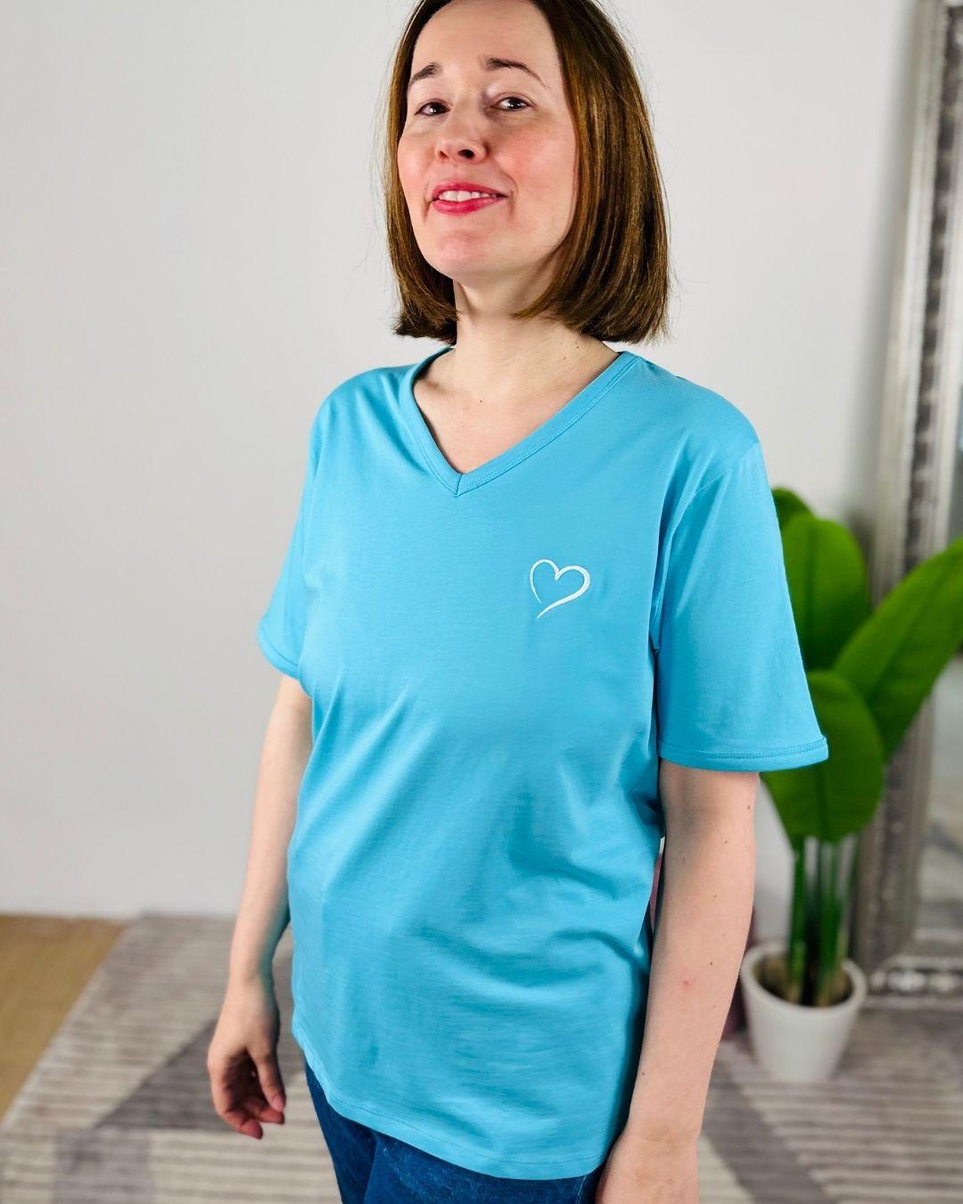 Herzlein® T-Shirt mit "Herzchen-Stick" in Himmelblau