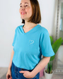 Herzlein® T-Shirt mit "Herzchen-Stick" in Himmelblau