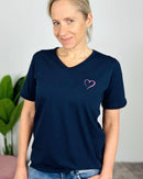 Herzlein® T-Shirt mit "Herzchen-Stick" in Navy Blau