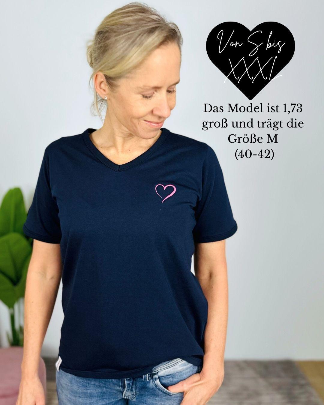 Herzlein® T-Shirt mit "Herzchen-Stick" in Navy Blau