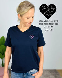 Herzlein® T-Shirt mit "Herzchen-Stick" in Navy Blau