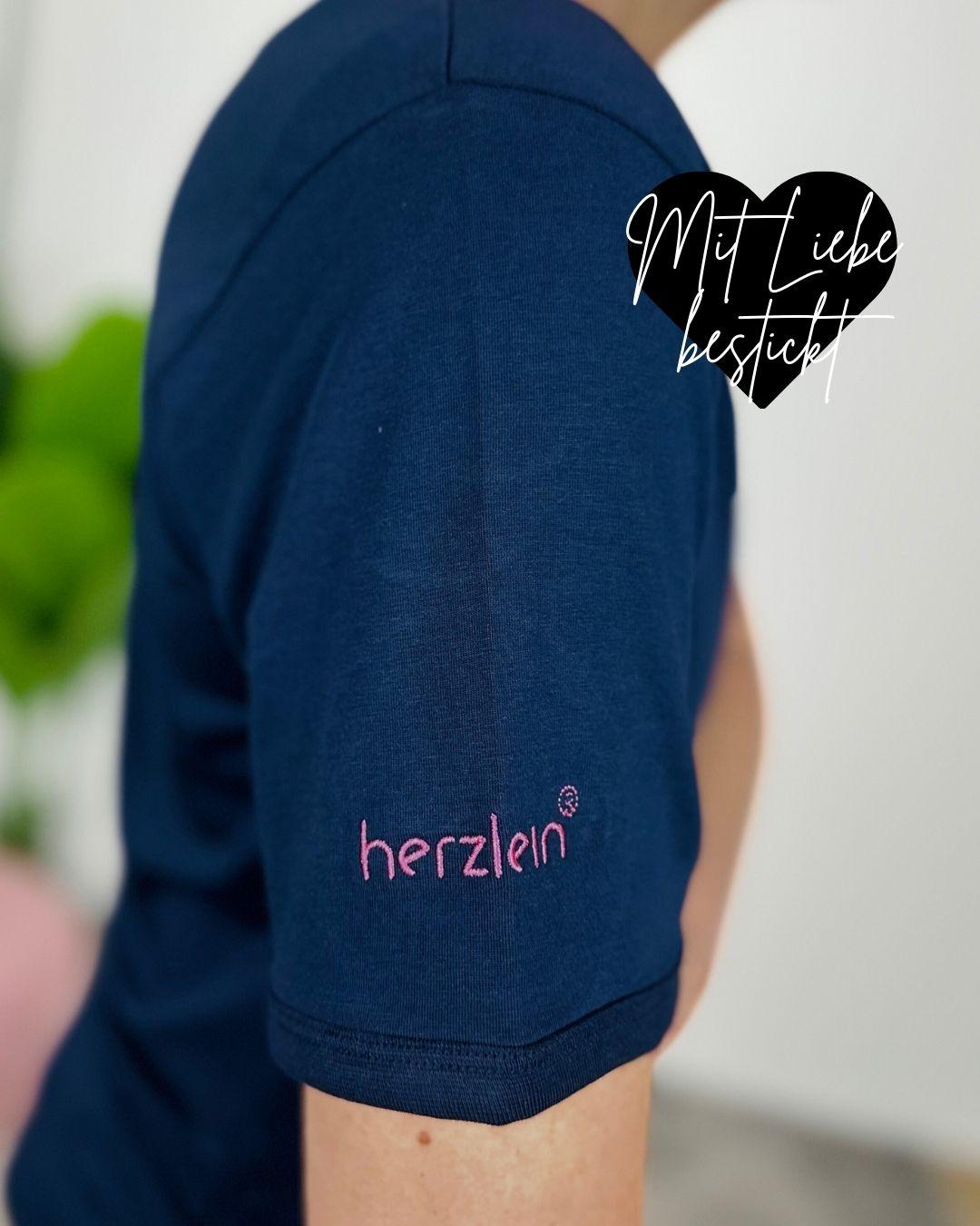 Herzlein® T-Shirt mit "Herzchen-Stick" in Navy Blau