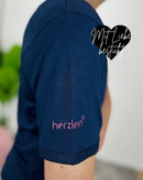 Herzlein® T-Shirt mit "Herzchen-Stick" in Navy Blau