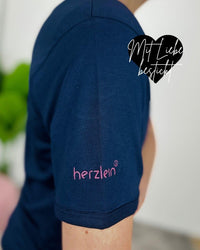 Herzlein® T-Shirt mit "Herzchen-Stick" in Navy Blau