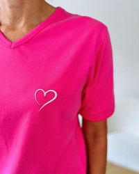 Herzlein® T-Shirt mit "Herzchen-Stick" in Pink