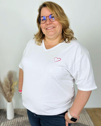Herzlein® T-Shirt mit "Herzchen-Stick" in Weiß