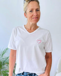 Herzlein® T-Shirt mit "Herzchen-Stick" in Weiß