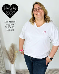 Herzlein® T-Shirt mit "Herzchen-Stick" in Weiß
