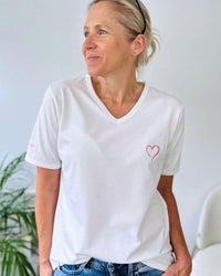 Herzlein® T-Shirt mit "Herzchen-Stick" in Weiß
