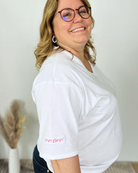 Herzlein® T-Shirt mit "Herzchen-Stick" in Weiß