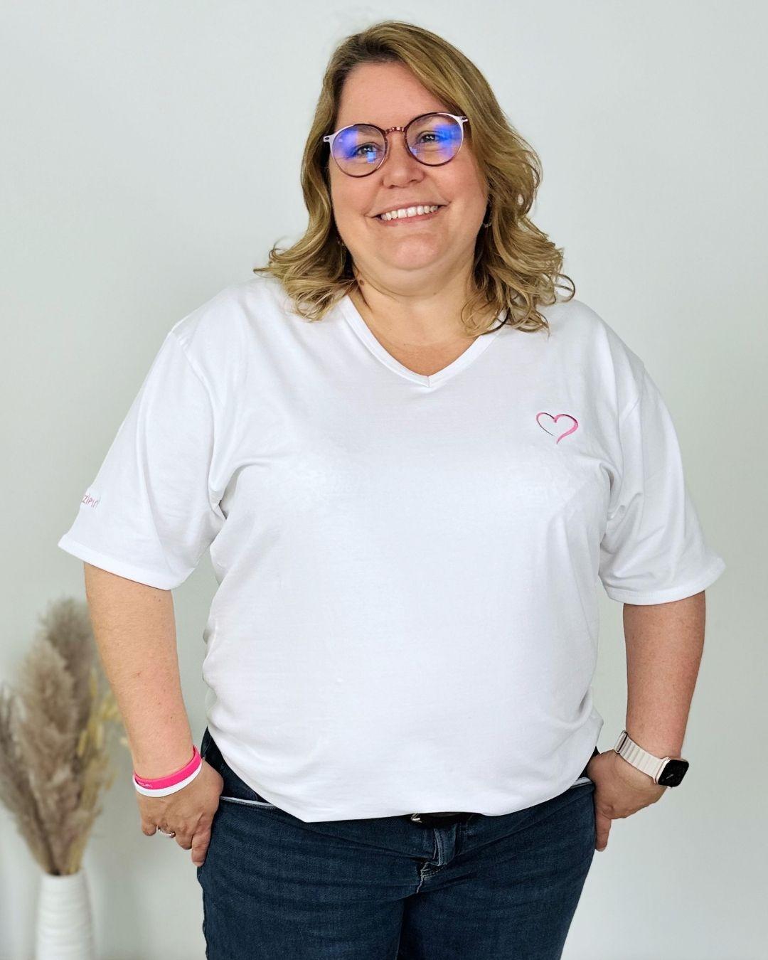 Herzlein® T-Shirt mit "Herzchen-Stick" in Weiß