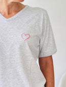 Herzlein® T-Shirt mit "Herzchen-Stick" in Grau meliert