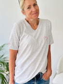 Herzlein® T-Shirt mit "Herzchen-Stick" in Grau meliert