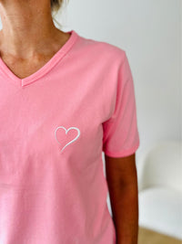 Herzlein® T-Shirt mit "Herzchen-Stick" in Coral