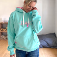 Herzlein® Hoodie in Mint - PEACE Kapuzenpulli Baumwolle Kapuzenpullover in Hellgrün Grün für Damen